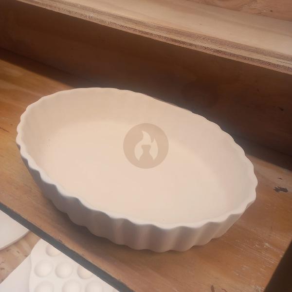 Fuente / Bandeja Ovalada con Ondas en Bizcocho