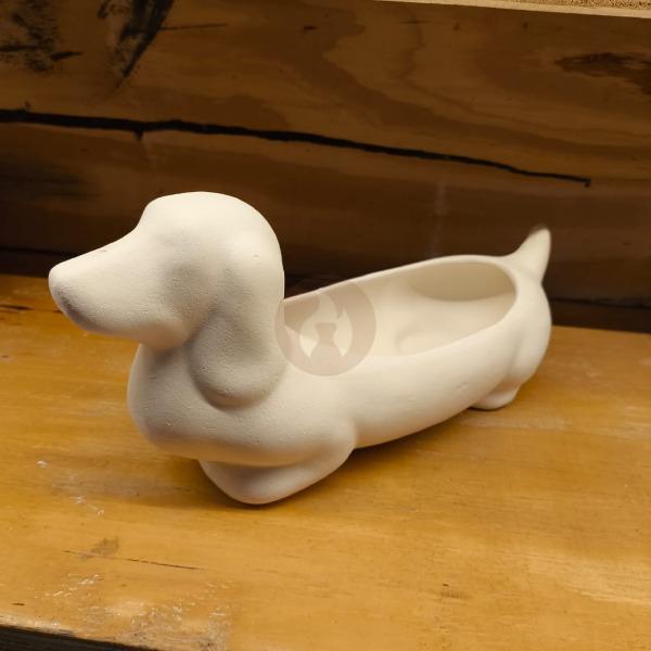 Maceta de Perro Salchicha en Bizcocho Cerámico (27x10 cm)