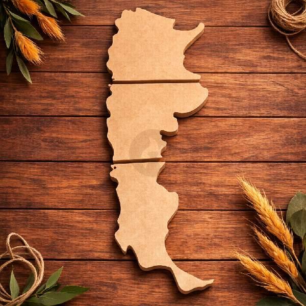 Mapa Argentina Grande 3 Piezas Contramolde de Fibrofácil