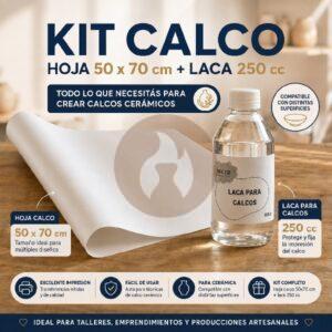 Hoja Calco Cerámico 50x70 + Laca para Calcos 250cc | Opciones Individual o Kit